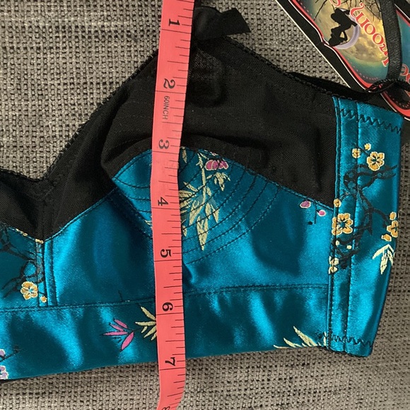 NWT Bedroom Stories Bullet Bra Pointed Cups Chinoiserie Mesh Bows Small - Picture 6 of 9